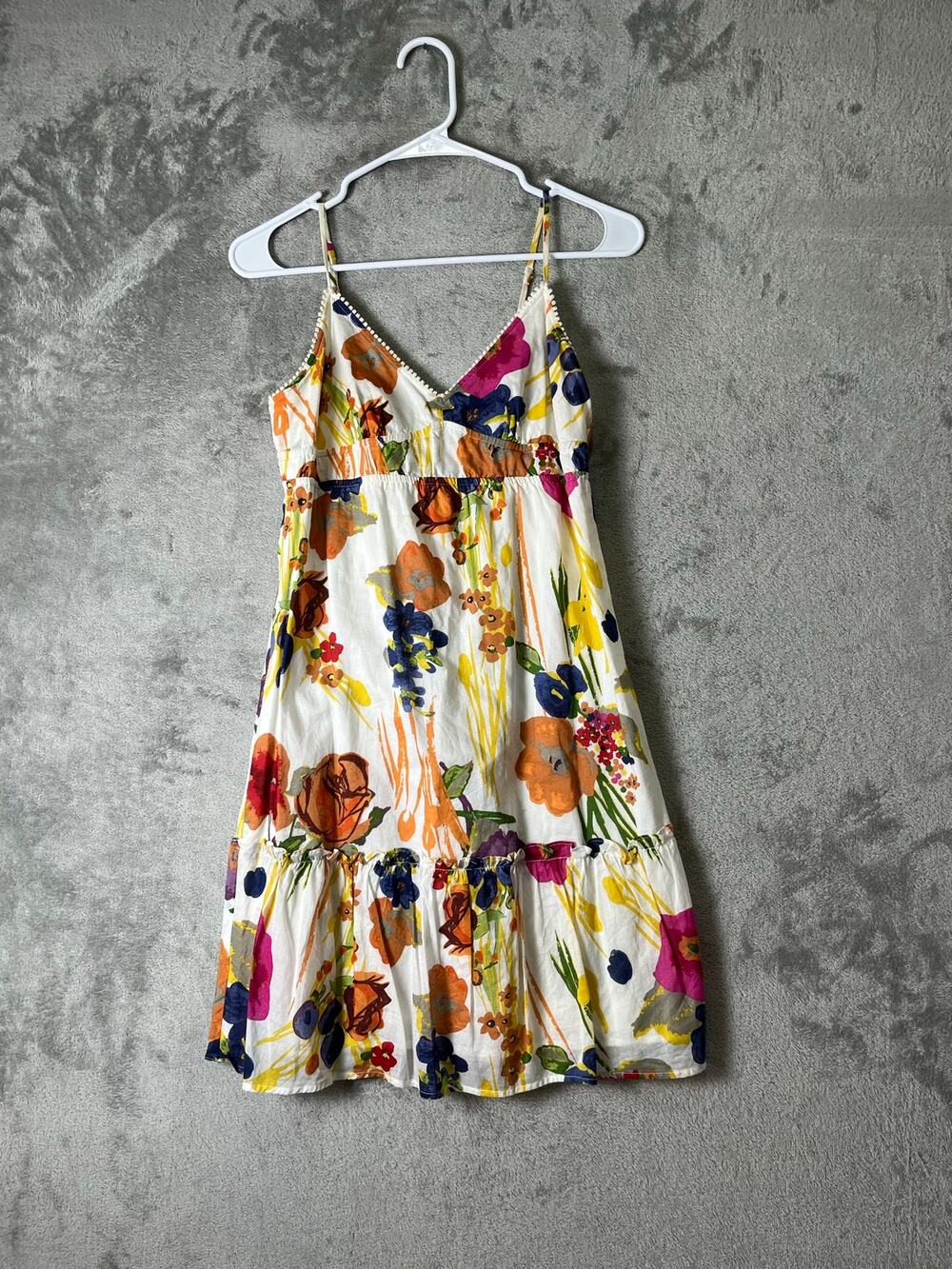 Vintage American Eagle Floral Tiered Babydoll Mini Sundress 100% Cotton Size 6